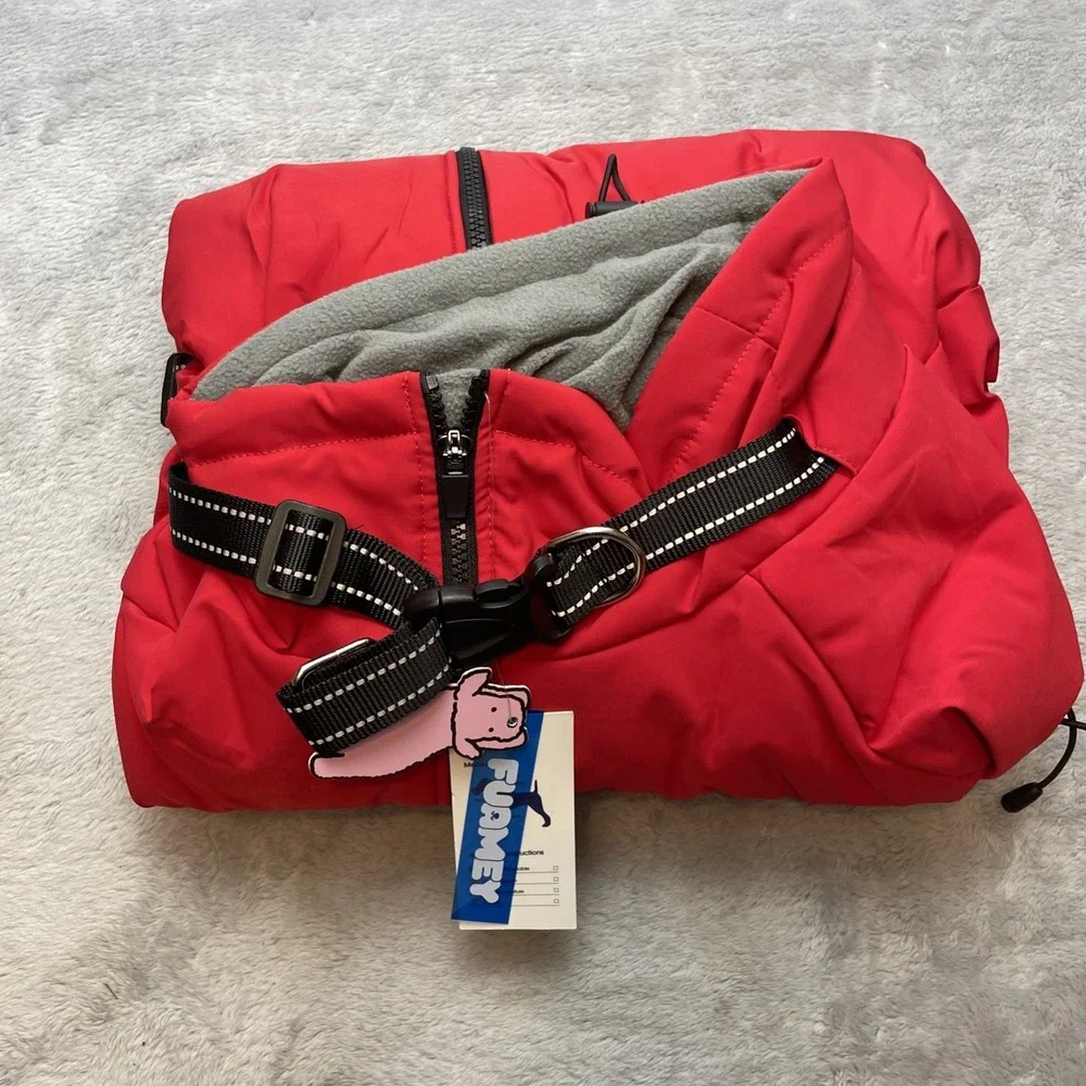 NIP Full Body Dog Coat Turtleneck Windproof Winter Snowsuit Size XXL Red 72 lbs
